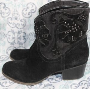 Jessica Simpson  9M Black Suede Boots‎ with Rhinestones